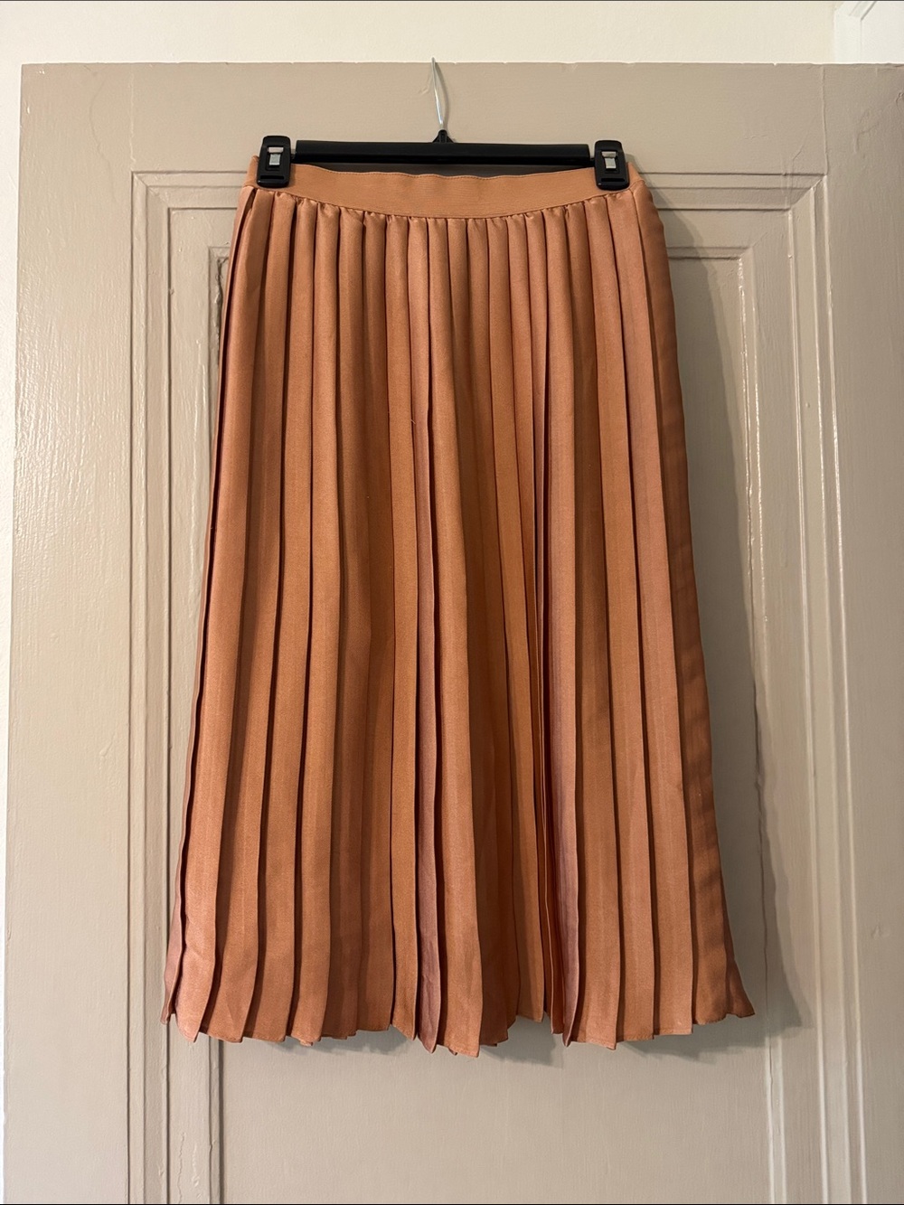 Pleated Midi Skirt in Warm Peach